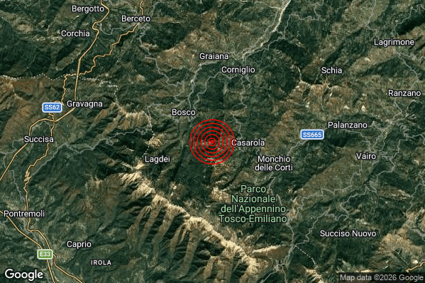 Terremoto 10:06:06 M2.7 epicentro “5 km W Monchio delle Corti (PR)” Terremoto 10:06:06 M2.7 epicentro “5 km W Monchio delle Corti (PR)”