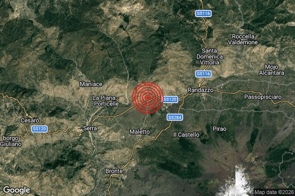 Terremoto 10:35:34 M3.6 epicentro “4 km N Maletto (CT)” Terremoto 10:35:34 M3.6 epicentro “4 km N Maletto (CT)”