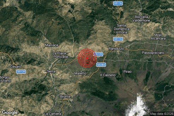 Terremoto 12:04:43 M2.4 epicentro “4 km NE Maletto (CT)” Terremoto 12:04:43 M2.4 epicentro “4 km NE Maletto (CT)”