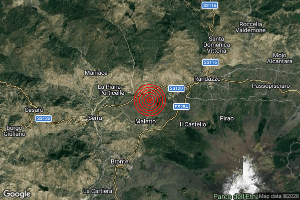 Terremoto 14:07:56 M2.2 epicentro “3 km N Maletto (CT)” Terremoto 14:07:56 M2.2 epicentro “3 km N Maletto (CT)”
