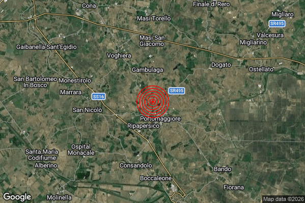 Terremoto 09:25:14 M2.3 epicentro “2 km NW Portomaggiore (FE)”