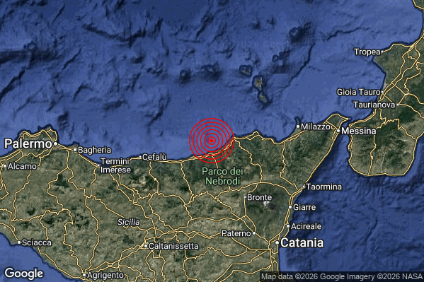 Terremoto 11:51:20 M2.5 epicentro “Costa Siciliana nord-orientale (Messina)”