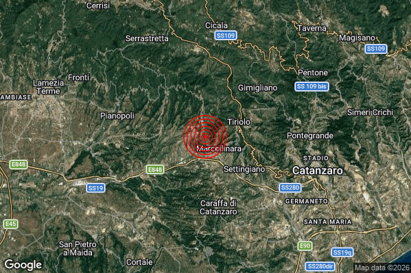 Terremoto 07:36:38 M2.6 epicentro “1 km SE Amato (CZ)”