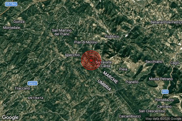 Terremoto 06:07:47 M2.5 epicentro “3 km E Apecchio (PU)”