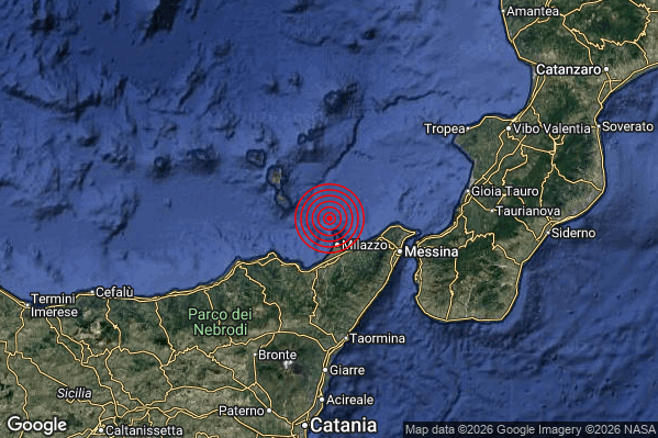 Terremoto 17:24:36 M2.1 epicentro “Costa Siciliana nord-orientale (Messina)”