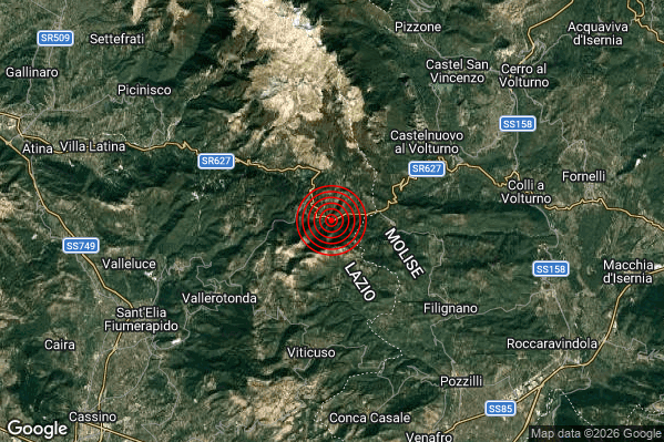 Terremoto 02:42:18 M2.4 epicentro “5 km NE Acquafondata (FR)” Terremoto 02:42:18 M2.4 epicentro “5 km NE Acquafondata (FR)”