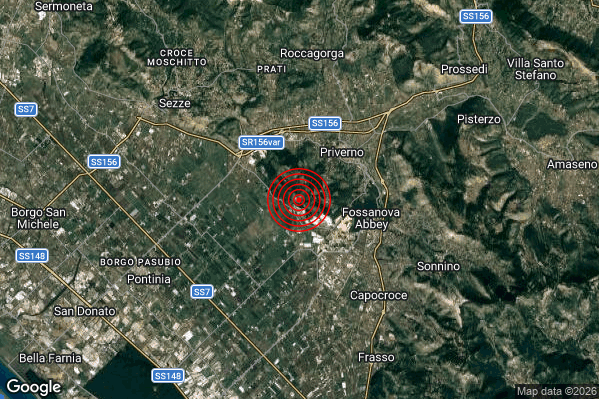 Terremoto 08:41:26 M2.0 epicentro “4 km SW Priverno (LT)” Terremoto 08:41:26 M2.0 epicentro “4 km SW Priverno (LT)”