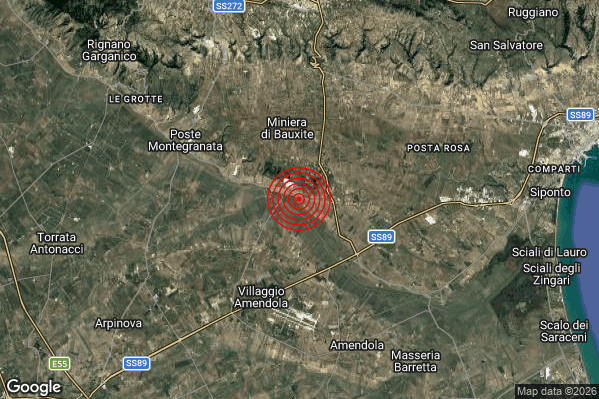 Terremoto 11:17:15 M2.0 epicentro “12 km S San Giovanni Rotondo (FG)” Terremoto 11:17:15 M2.0 epicentro “12 km S San Giovanni Rotondo (FG)”