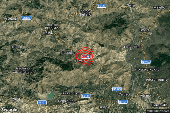 Terremoto 18:24:18 M2.3 epicentro “9 km SE Troina (EN)” Terremoto 18:24:18 M2.3 epicentro “9 km SE Troina (EN)”