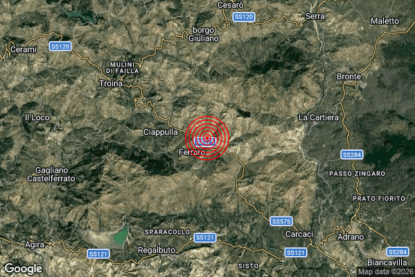 Terremoto 04:19:54 M2.0 epicentro “9 km SE Troina (EN)” Terremoto 04:19:54 M2.0 epicentro “9 km SE Troina (EN)”