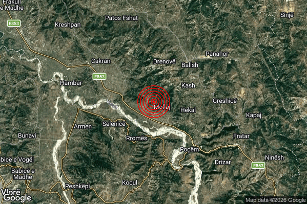 Terremoto 03:06:54 M3.2 epicentro “Albania” Terremoto 03:06:54 M3.2 epicentro “Albania”