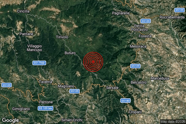 Terremoto 05:11:35 M2.0 epicentro “6 km NW Sersale (CZ)” Terremoto 05:11:35 M2.0 epicentro “6 km NW Sersale (CZ)”