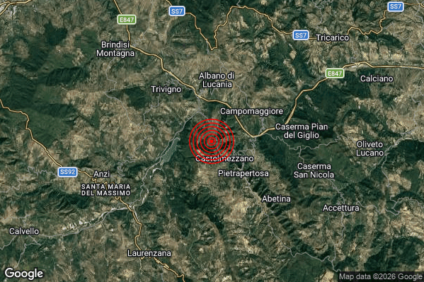 Terremoto 17:50:30 M2.1 epicentro “2 km NW Castelmezzano (PZ)”