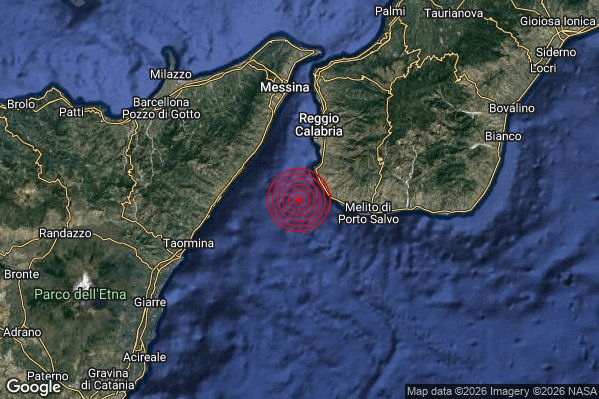 Terremoto 15:56:46 M2.5 epicentro “Stretto di Messina (Reggio di Calabria Messina)”