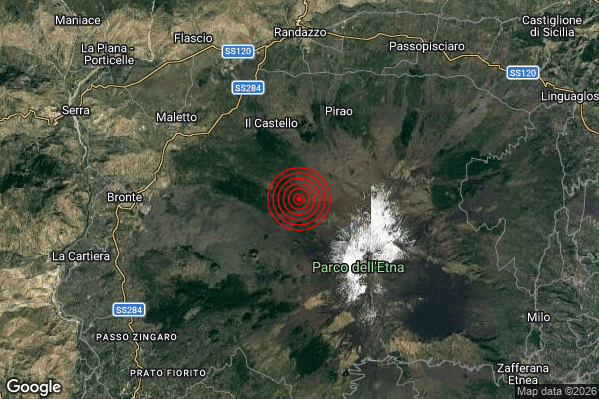 Terremoto 16:07:31 M2.8 epicentro “9 km SE Maletto (CT)”