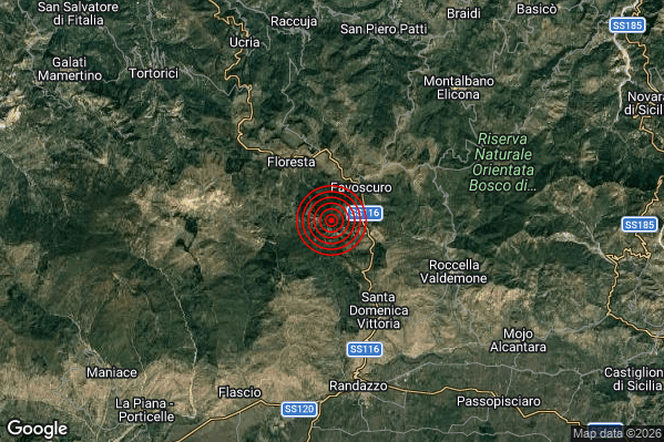 Terremoto 12:09:52 M2.5 epicentro “4 km SE Floresta (ME)”