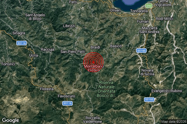 Terremoto 19:00:57 M2.0 epicentro “1 km N Montalbano Elicona (ME)”