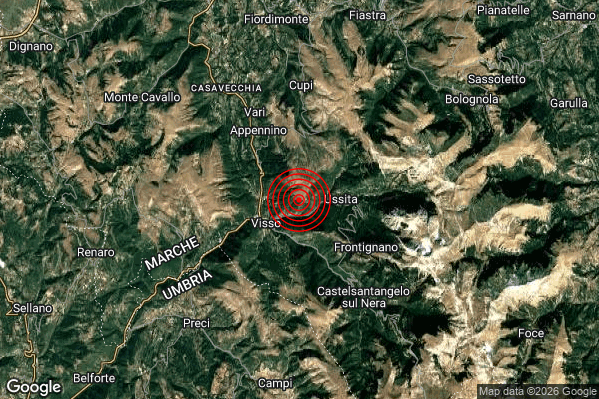 Terremoto 21:20:29 M2.1 epicentro “2 km NE Visso (MC)” Terremoto 21:20:29 M2.1 epicentro “2 km NE Visso (MC)”