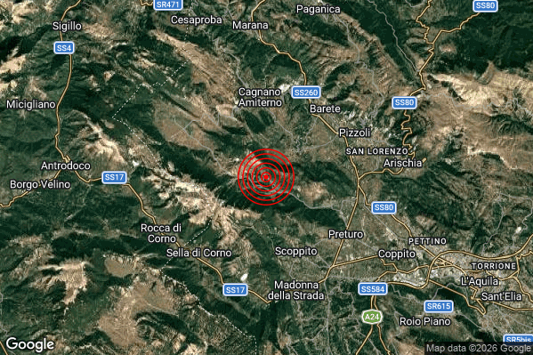 Terremoto 10:34:21 M2.2 epicentro “5 km NW Scoppito (AQ)” Terremoto 10:34:21 M2.2 epicentro “5 km NW Scoppito (AQ)”