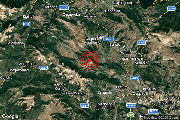 Terremoto 10:34:51 M2.1 epicentro “4 km S Cagnano Amiterno (AQ)” Terremoto 10:34:51 M2.1 epicentro “4 km S Cagnano Amiterno (AQ)”