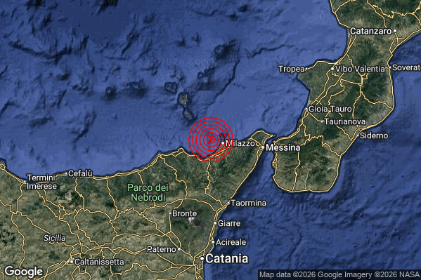Terremoto 12:39:19 M2.1 epicentro “Costa Siciliana nord-orientale (Messina)” Terremoto 12:39:19 M2.1 epicentro “Costa Siciliana nord-orientale (Messina)”