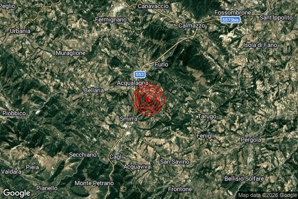 Terremoto 14:11:15 M2.0 epicentro “2 km SE Acqualagna (PU)” Terremoto 14:11:15 M2.0 epicentro “2 km SE Acqualagna (PU)”