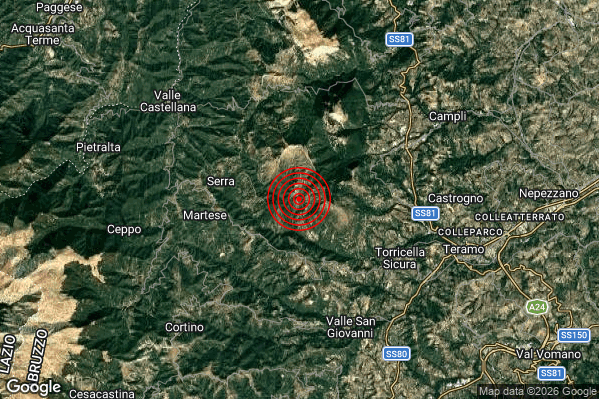 Terremoto 18:39:13 M2.2 epicentro “5 km E Rocca Santa Maria (TE)” Terremoto 18:39:13 M2.2 epicentro “5 km E Rocca Santa Maria (TE)”