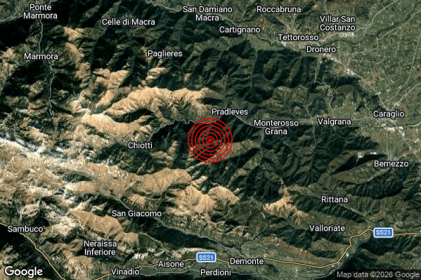 Terremoto 13:58:01 M3.0 epicentro “3 km SW Pradleves (CN)”