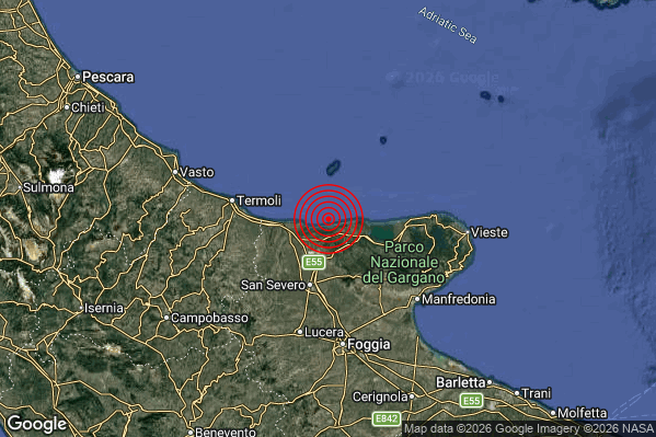 Terremoto 19:39:41 M2.2 epicentro “Costa Garganica (Foggia)”