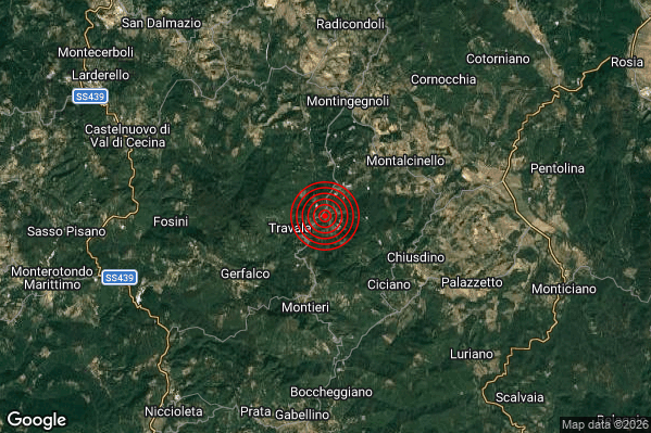 Terremoto 21:28:27 M2.2 epicentro “5 km N Montieri (GR)”