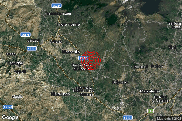 Terremoto 18:41:13 M2.2 epicentro “2 km NE Santa Maria di Licodia (CT)” Terremoto 18:41:13 M2.2 epicentro “2 km NE Santa Maria di Licodia (CT)”
