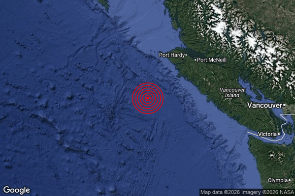 Terremoto 08:41:33 M5.7 epicentro “Canada [Sea]”