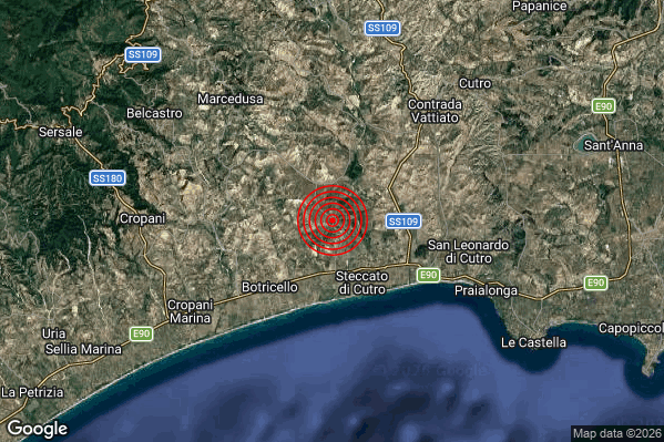 Terremoto 19:18:29 M2.1 epicentro “5 km NE Botricello (CZ)” Terremoto 19:18:29 M2.1 epicentro “5 km NE Botricello (CZ)”