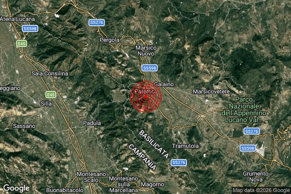 Terremoto 12:24:26 M2.0 epicentro “1 km S Paterno (PZ)” Terremoto 12:24:26 M2.0 epicentro “1 km S Paterno (PZ)”