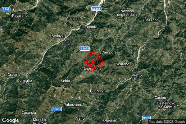 Terremoto 02:50:14 M2.5 epicentro “4 km SE Tizzano Val Parma (PR)” Terremoto 02:50:14 M2.5 epicentro “4 km SE Tizzano Val Parma (PR)”