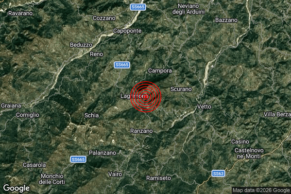 Terremoto 02:54:52 M2.0 epicentro “5 km SE Tizzano Val Parma (PR)” Terremoto 02:54:52 M2.0 epicentro “5 km SE Tizzano Val Parma (PR)”