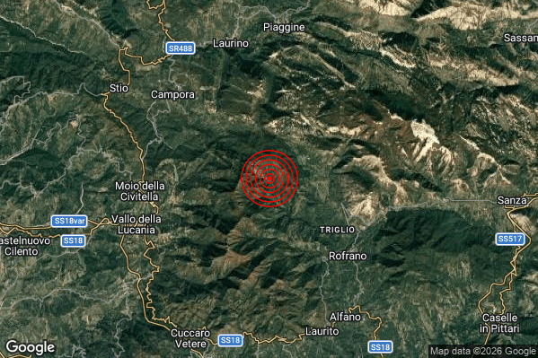 Terremoto 20:11:57 M3.2 epicentro “6 km E Cannalonga (SA)” Terremoto 20:11:57 M3.2 epicentro “6 km E Cannalonga (SA)”