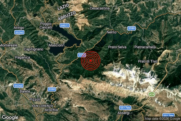 Terremoto 13:13:52 M2.3 epicentro “7 km SW Crognaleto (TE)”