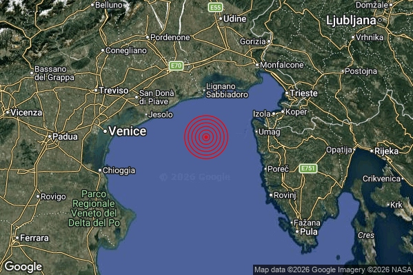Terremoto 21:31:54 M2.2 epicentro “Costa Veneta (Venezia)”