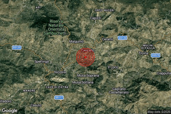 Terremoto 03:47:11 M2.1 epicentro “6 km NE Nicosia (EN)” Terremoto 03:47:11 M2.1 epicentro “6 km NE Nicosia (EN)”