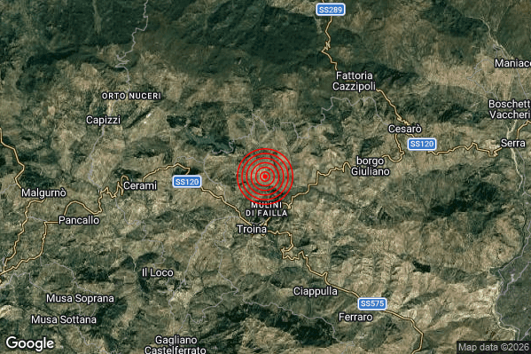 Terremoto 03:50:59 M2.4 epicentro “3 km N Troina (EN)” Terremoto 03:50:59 M2.4 epicentro “3 km N Troina (EN)”