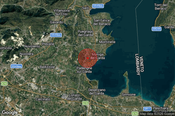 Terremoto 04:53:06 M2.0 epicentro “1 km S Soiano del Lago (BS)” Terremoto 04:53:06 M2.0 epicentro “1 km S Soiano del Lago (BS)”