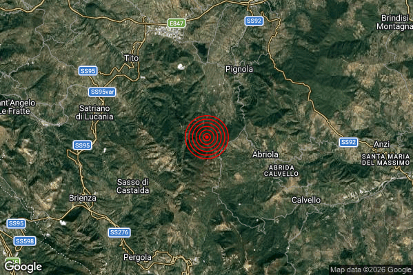 Terremoto 11:49:07 M2.1 epicentro “5 km W Abriola (PZ)” Terremoto 11:49:07 M2.1 epicentro “5 km W Abriola (PZ)”