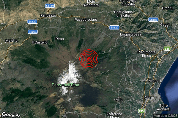 Terremoto 07:47:03 M3.1 epicentro “10 km SW Linguaglossa (CT)” Terremoto 07:47:03 M3.1 epicentro “10 km SW Linguaglossa (CT)”