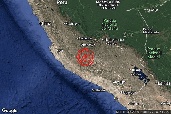 Terremoto 20:00:16 M6.6 epicentro “Central Peru [Land: Peru]”