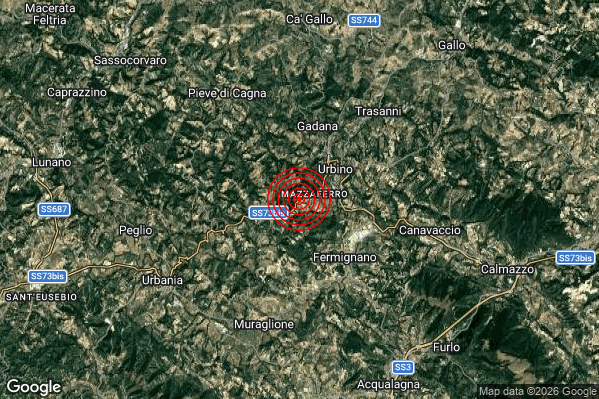Terremoto 21:36:01 M2.0 epicentro “3 km SW Urbino (PU)” Terremoto 21:36:01 M2.0 epicentro “3 km SW Urbino (PU)”