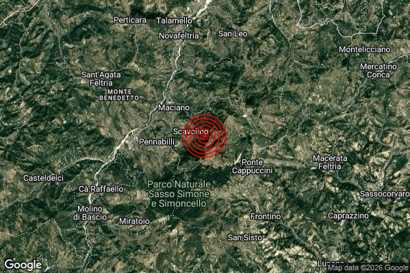 Terremoto 22:11:44 M2.1 epicentro “4 km E Pennabilli (RN)” Terremoto 22:11:44 M2.1 epicentro “4 km E Pennabilli (RN)”