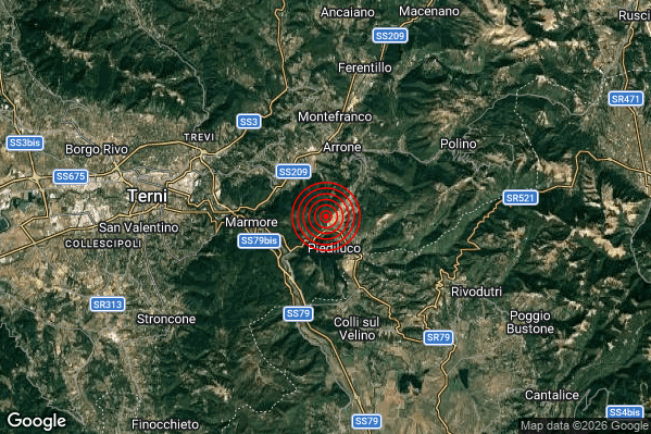 Terremoto 22:08:08 M2.2 epicentro “4 km S Arrone (TR)”