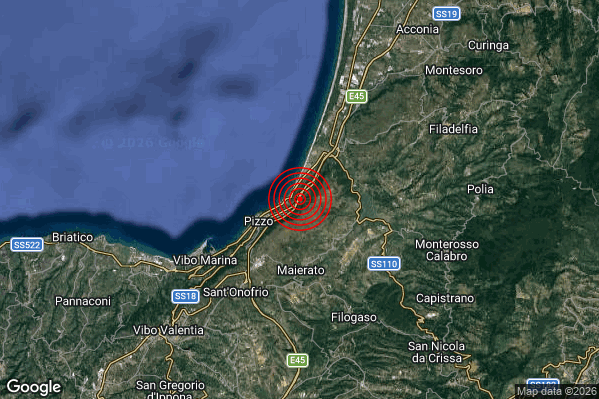 Terremoto 20:28:48 M2.3 epicentro “3 km E Pizzo (VV)” Terremoto 20:28:48 M2.3 epicentro “3 km E Pizzo (VV)”