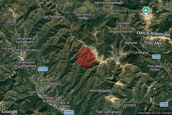Terremoto 02:40:36 M3.2 epicentro “7 km NE Coreglia Antelminelli (LU)” Terremoto 02:40:36 M3.2 epicentro “7 km NE Coreglia Antelminelli (LU)”